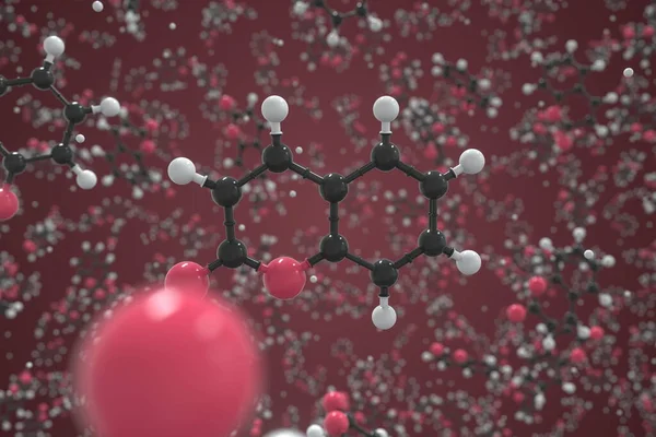 쿠마린 분자는 공, 과학적 분자 모델로 만들어 졌습니다. 화학 3d 렌더링 — 스톡 사진