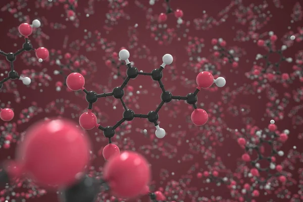 공으로 만들어 진 Trimellitic anhydride 분자, 과학적 분자 모형. 화학 3d 렌더링 — 스톡 사진