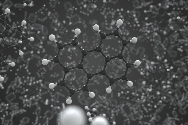 Молекула перилена, сделанная из шаров, научная молекулярная модель. Химический трехмерный рендеринг — стоковое фото