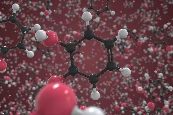 Pyrocatecho l 분자는 공, 과학적 분자 모델로 만들어 졌습니다. 화학 3d 렌더링 — 스톡 사진