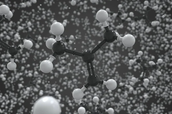Molekul Polyisobutylene dibuat dengan bola, model molekul ilmiah. Perenderan Chemical 3d — Stok Foto