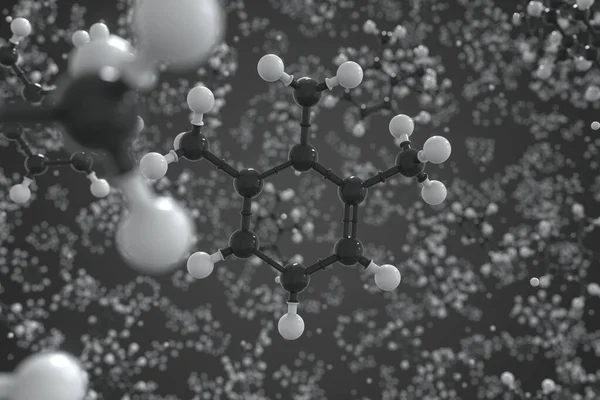 Trimethylbenzene molecule, ball-and-stick molecular model. Chemical 3d rendering — Stockfoto