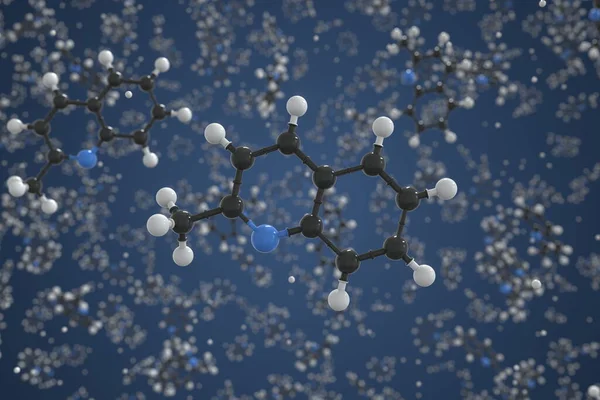 Molecola di chinaldina realizzata con palline, modello molecolare concettuale. Rendering chimico 3d — Foto Stock