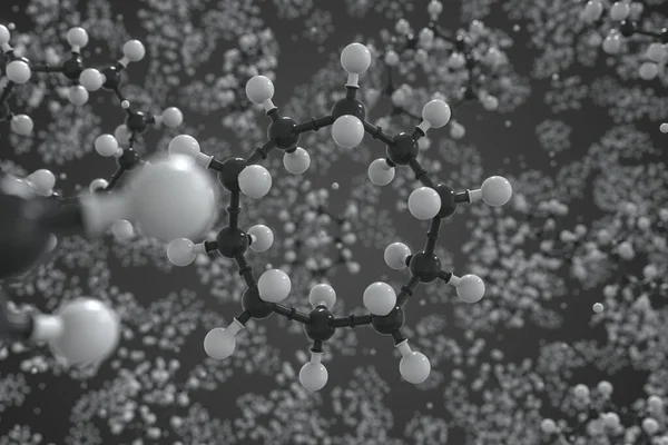 Molecule of cyclodecane, ball-and-stick molecular model. Scientific 3d rendering — Stok fotoğraf