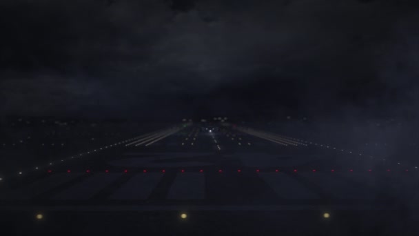 MONROVIA nom de la ville et avion décollant de l'aéroport la nuit. Animation 3D — Video