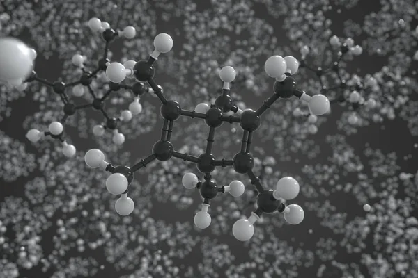 Molécula de hexametildewarbenceno, modelo molecular científico, representación 3d — Foto de Stock