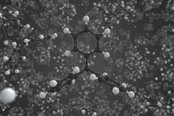 Молекула трифенилметана, научная молекулярная модель, 3d рендеринг — стоковое фото