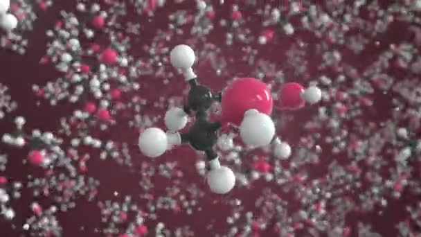 Molekula ethanolu. Molekulární model, smyčka bezešvé 3D animace — Stock video