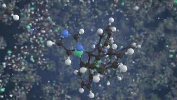 Molécula de Clotrimazol. Modelo molecular, looping animação 3d sem costura — Vídeo de Stock
