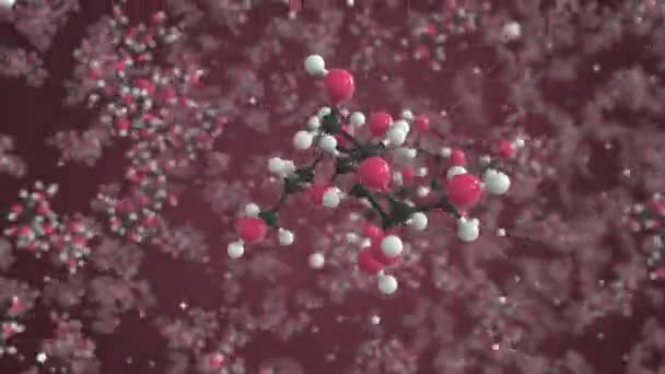 乳糖の分子。分子モデル,シームレスな3Dアニメーションをループ — ストック動画