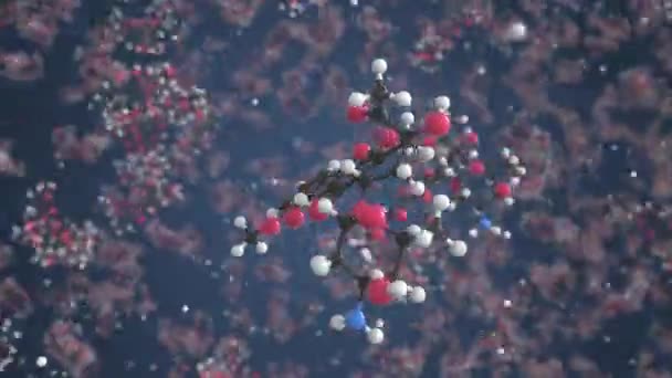 Daunorubicine molecuul. Moleculair model. Looping naadloze 3D-animatie — Stockvideo