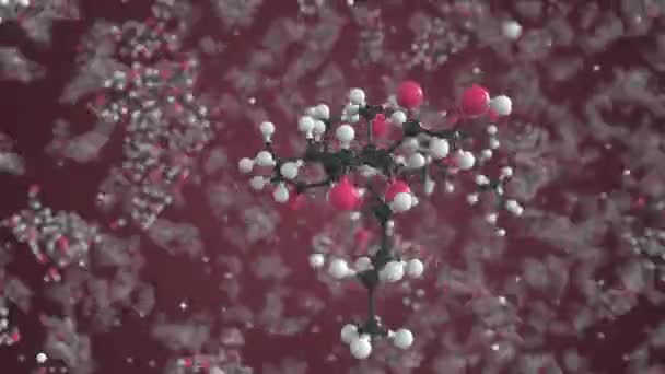 ブデソニド分子。分子モデル。シームレス3Dアニメーションのループ — ストック動画