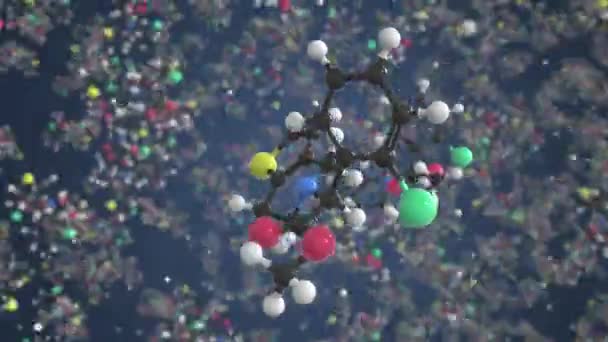 Clopidogrel molecule. Molecular model. Looping seamless 3d animation — Stock Video