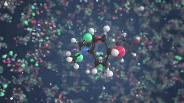 딜 옥살산의 분자. 물기없는 3d 애니메이션을 펼치는 분자 모형 — 비디오