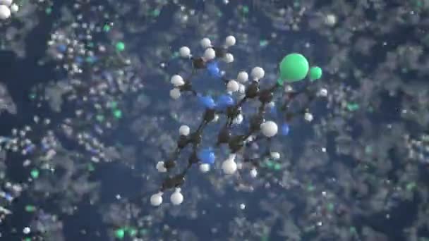 Molécula de Clozapina. Modelo molecular, looping animação 3d sem costura — Vídeo de Stock