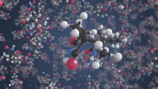 Ethosuximide 분자입니다. 분자 모형입니다. 물기없는 바다 속의 애니메이션 3d — 비디오