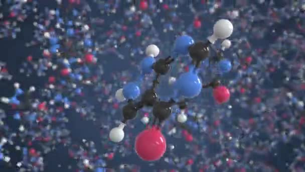 Allopurinolmolecuul. Moleculair model. Looping naadloze 3D-animatie — Stockvideo
