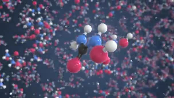 Hydroxycarbamide-molecuul. Moleculair model. Looping naadloze 3D-animatie — Stockvideo