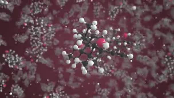 Молекула Левонгоргестеля. Молекулярна модель, циклічна безшовна 3d анімація — стокове відео