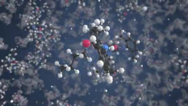 Molecuul van Bupivacaine. Moleculair model, lussen naadloze 3d animatie — Stockvideo