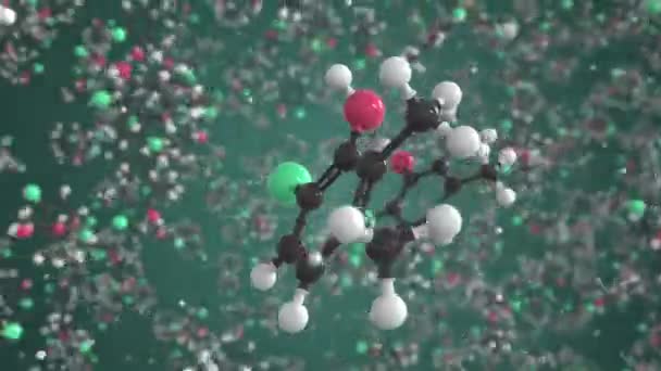 Molekylen i kloroxylenol. Molekylär modell, looping sömlös 3D-animation — Stockvideo