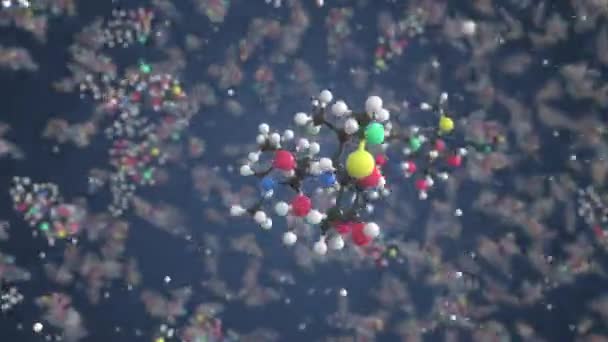 Molekuła klindamycyny. Model molekularny, płynna animacja 3D — Wideo stockowe
