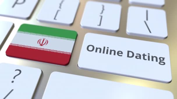 Plan Rencontre Serieuse texte et drapeau de Iran sur le clavier. Animation 3D conceptuelle — Video