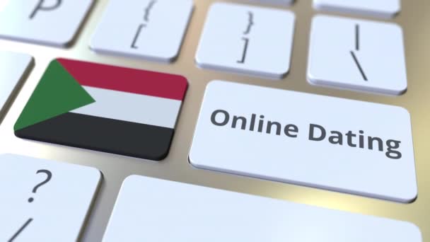 Plan Rencontre Serieuse texte et drapeau du Soudan sur le clavier. Animation 3D conceptuelle — Video