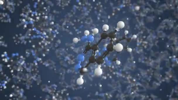 Molécula de Hidralazina. Modelo molecular, looping animação 3d sem costura — Vídeo de Stock