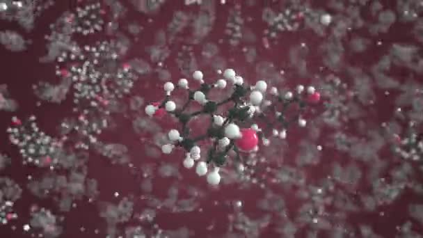 Ethinylestradiol 의 분자. 물기없는 3d 애니메이션을 펼치는 분자 모형 — 비디오