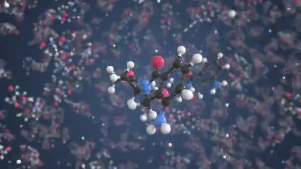 Lenalidomid molekula. Molekuláris modell. Looping zökkenőmentes 3D animáció — Stock videók