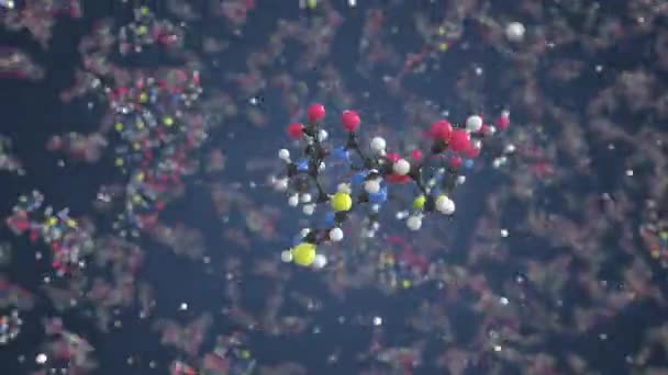 Molekula Ceftazidimu. Molekulární model, smyčka bezešvé 3D animace — Stock video