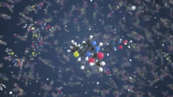 Molekula albendazolu. Molekulární model, smyčka bezešvé 3D animace — Stock video