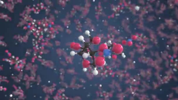 Molecuul van isosorbide dinitraat. Moleculair model, lussen naadloze 3d animatie — Stockvideo