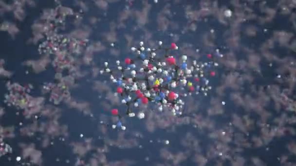 Molekula karbetocinu. Molekulární model, smyčka bezešvé 3D animace — Stock video