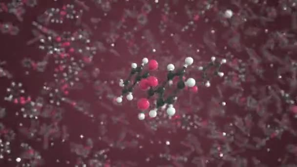 過酸化ベンゾイル分子。分子モデル。シームレス3Dアニメーションのループ — ストック動画