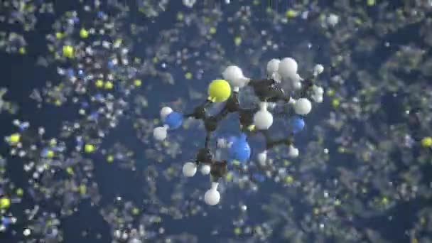 Molecuul van ethionamide. Moleculair model, lussen naadloze 3d animatie — Stockvideo