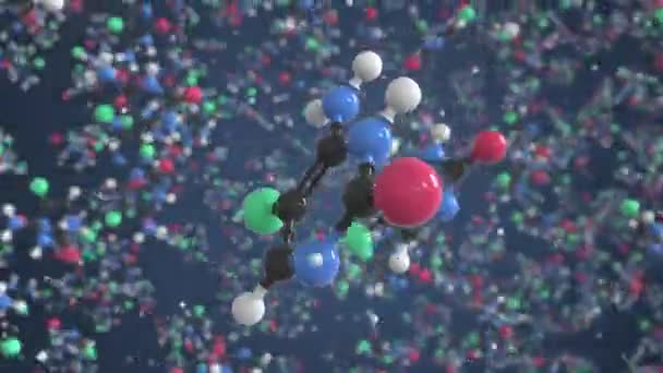 Flucytosine molecuul. Moleculair model. Looping naadloze 3D-animatie — Stockvideo