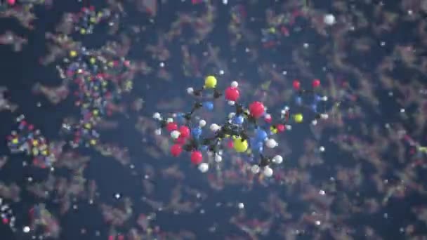 セフトリアクソンの分子。分子モデル,シームレスな3Dアニメーションをループ — ストック動画