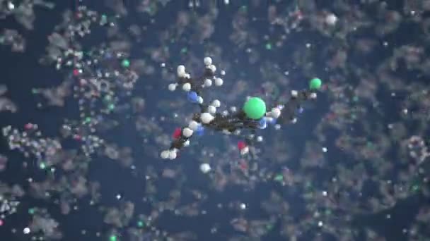 Молекула амодиакина. Молекулярная модель, бесшовная 3D анимация — стоковое видео