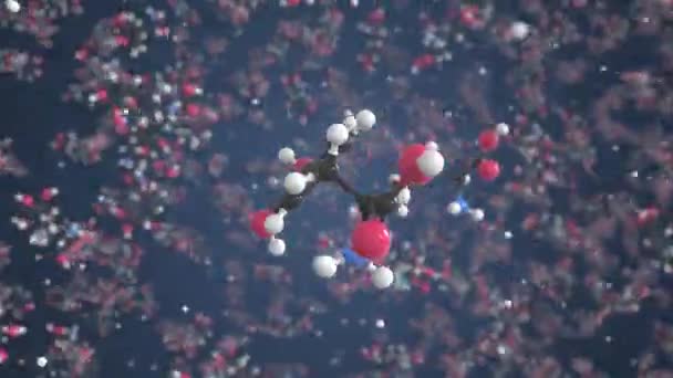 Molekula Levodopa. Molekulární model. Smyčka plynulé 3D animace — Stock video