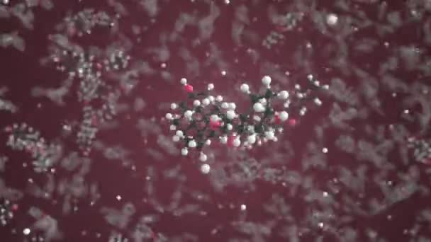 Molécula de cipionato de estradiol. Modelo molecular. Looping animação 3d sem costura — Vídeo de Stock