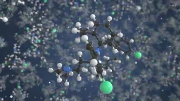 Clomipramine molecuul. Moleculair model. Looping naadloze 3D-animatie — Stockvideo