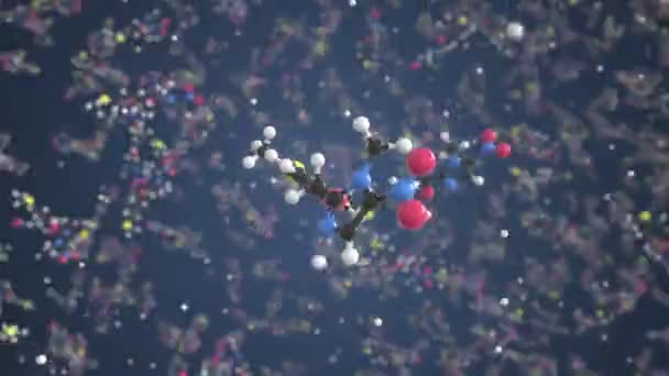 Fexinidazole 의 분자. 물기없는 3d 애니메이션을 펼치는 분자 모형 — 비디오