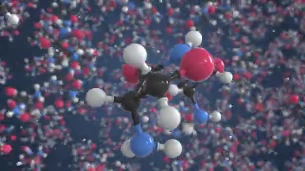 Molécula de cicloserina. Modelo molecular. Looping animación 3d sin costuras — Vídeo de stock