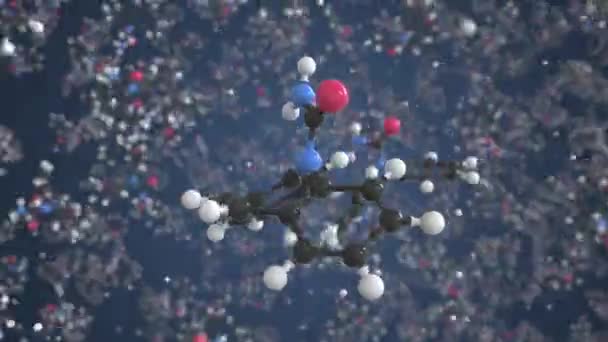 Молекула карбамазепина. Молекулярная модель, бесшовная 3D анимация — стоковое видео
