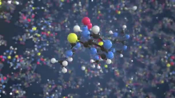 アザチオプリン分子。分子モデル。シームレス3Dアニメーションのループ — ストック動画