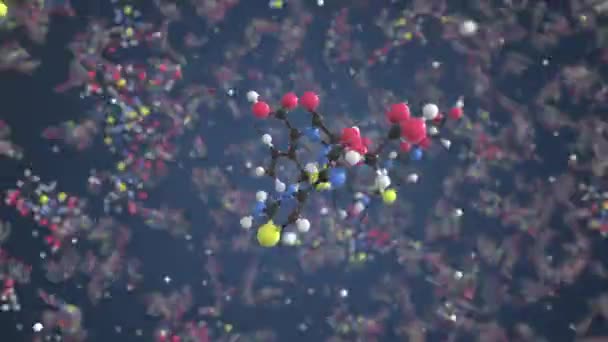 Molekula cefiximu. Molekulární model. Smyčka plynulé 3D animace — Stock video