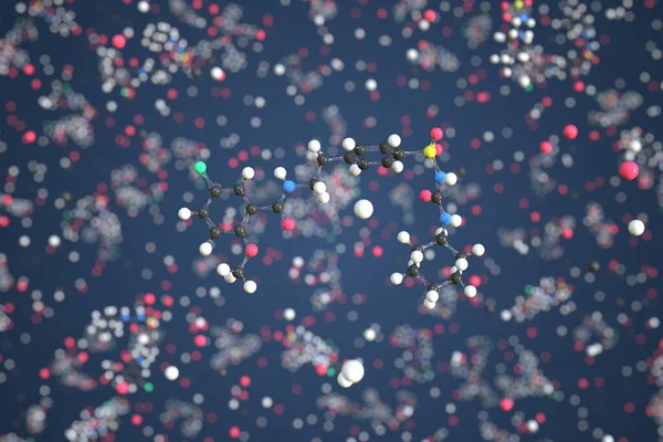Molekül von Glyburid, konzeptuelles molekulares Modell. Wissenschaftliche 3D-Darstellung — Stockfoto