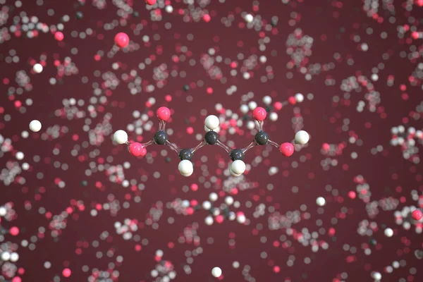 糖酸分子由球制成，概念分子模型。化学3D渲染 — 图库照片